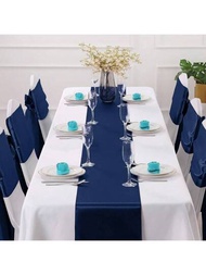 1 件緞面桌旗 12 X 108 吋海軍藍色桌旗適合婚禮招待會派對生日宴會裝飾