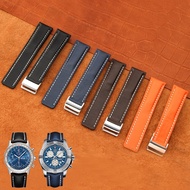 [HOT JUXXKWIHGWH 514] สายนาฬิกาหนังแท้จากอิตาลีสำหรับ Breitling Super Ocean Elegant Avengers Aviation Timing 22 24มม. สีน้ำตาลสีน้ำเงินสายนาฬิกา