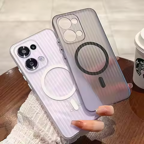 For OPPO Reno 13 Pro Case Simple Ice Mist Transparent Magnetic PC Skin-friendly and Anti-fall Cover 