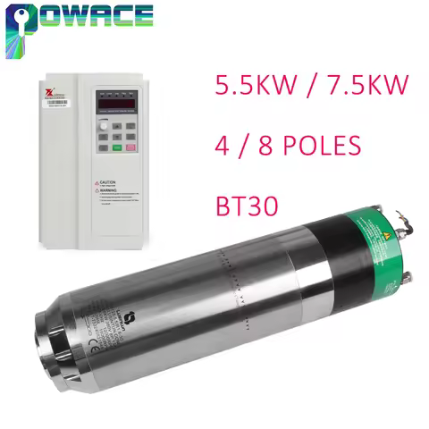 5.5KW 7.5KW 4 Pole 8 Pole ATC Automatic tool change AUTO Water Cooled BT30 Spindle Motor 220V / 380V