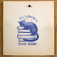 Custom Name Ex Libris Book Stamp | Black Cat Guardian Book | SE-68 | Personal Library