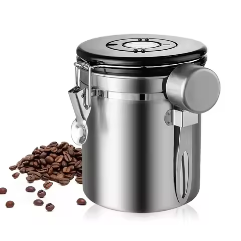 Stainless Steel Airtight Coffee Container Storage Canister Set Jar with Scoop for Coffee Beans Tea 1