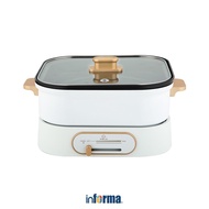 Informa kels 3 ltr Langston Multi Cooker Square Pan - White Multifunction Electric Pan Kuali Pot Coo