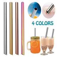 屯團百貨 - [1係裝] 銀色 304 不銹鋼吸管 再用吸管 斜口珍珠奶茶吸管 環保可重用飲管