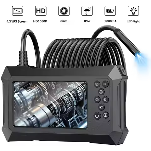 Borescope Inspection Camera with Lights, 1080P Pro HD Scope Camera 4.3 Inch IPS Screen Endoscope, IP