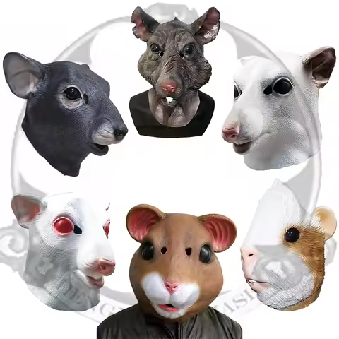 Realistic Mouse Mask Halloween Animal Rat Cosplay Full Face Latex Masks Zoo Party Fancy Dress Costum