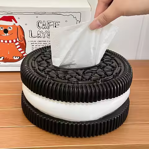 Unique Oreo-Shaped Tissue Boxes Holder Decorative Napkin Case for Living Room Tea Table Ornament Tis