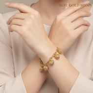 22k / 916 Gold Ring Link Dangling Heart 2 Tone Bracelet V3