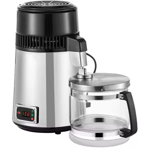 VEVOR Silver Water Distiller Machine 750W Adjustable Temperature Water Distiller 4L Wine Making Set 