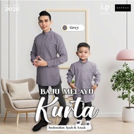 I.P Muslim❤️2026 GREY Baju Kurta Family Set Soft Cotton SlimFit/Size 0-4XL/Baju Raya Keluarga Sedond