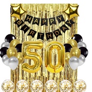 (SG Seller) 50th Birthday Decorations, 50th Birthday Balloon, Black and Gold Birthday Decorations Se