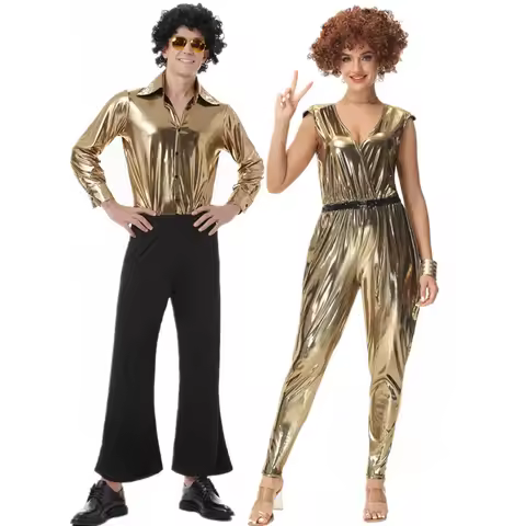 Couples Hippie Costumes Carnival Halloween Party Vintage 70s 80s Rock Disco Clothing Suit Cosplay Ou