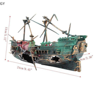 GY Large Aquarium Decoration Boat Aquarium Ship Air Split Shipwreck Fish Tank Decor