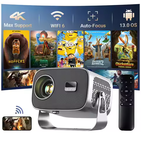 VEVSHAO A12 Projector Mini Portable LED Video Android 13.0 WIFI 6 Mirror SmartPhone for 1080P 4K Vid