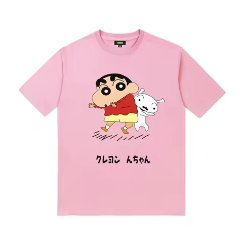 Cartoon Creative Crayon Shin-chan Graphic T-shirt Summer High Quality 100% Cotton T-shirt Casual Loo