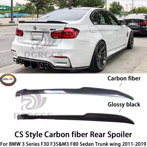 For BMW 3 Series F30 F35&M3 F80 Sedan CS Style Carbon fiber Rear Spoiler Trunk wing 2011-2019 Carbon