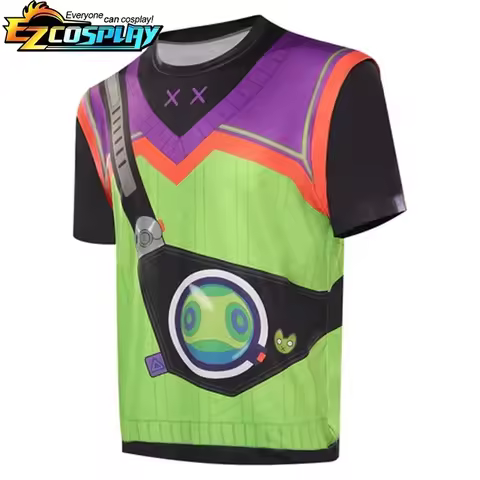 ※ ❉ ❥ Valorant Gekko Cosplay Costume T-shirt Summer Short Sleeve Shirt for Men Casual Top Outfit Hal