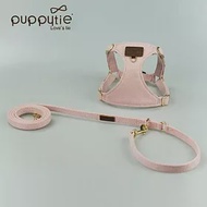 puppytie M 粉藍CP 粉色 寵物胸背帶+牽繩 | 狗狗胸背 狗牽繩 貓胸背 貓牽繩 防暴衝胸背帶