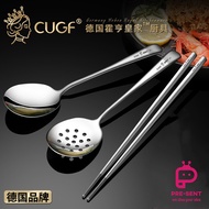 CUGF SUS 304 Stainless Steel Public Spoon &amp; Chopsticks (3in1) -Dinner Buffet Long Handle Dish Ladle