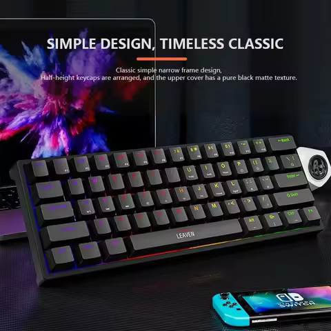 K620 Mini Gaming Mechanical Keyboard 61 Keys RGB Hotswap Type-C Wired Gaming Keyboard PBT Keycaps 60