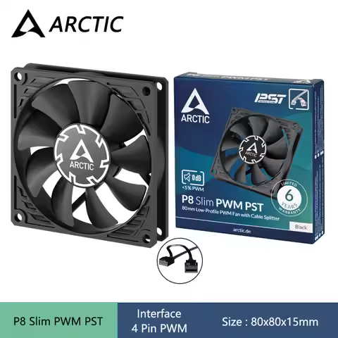 ARCTIC P8 Slim PWM PST 80mm Computer Case Fan,Pressure Optimised 15mm Extra Slim Design with PWM Sha