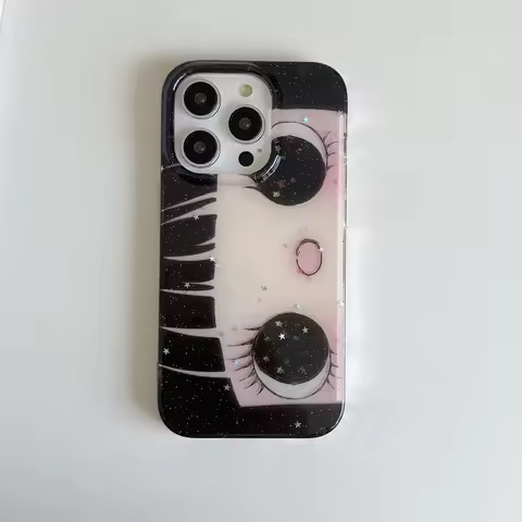 Dreamy INS Glittering Big Eyes Comic Girl Lovely Phone Case for iPhone 17 16 15 14 11 12 13 Pro Max 