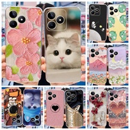 For Realme C53 Cute Flower Cat Painted Phone Casing For Realme Narzo N53 C53 4G RMX3760 RMX3761 Soft