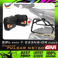 SET KOMBO KOTAK/BOX GIVI E23N-S-OR SIDE CASES + GIVI MODENAS NULSAR NS160 SBL SIDEBAG HOLDER