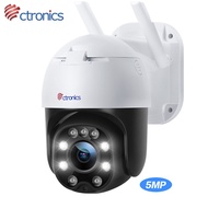 Ctronics 5MP WiFi Security Camera Outdoor Color Night Vision 5X Optical Zoom IP Camera PTZ Panorama CCTV Smart Tracking Visitor