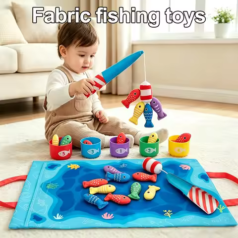 Children's fishing toys Montessori fabric craft fishing games baby education early education toys ch