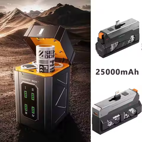 25000mAh Mini Power Bank Replaceable Battery Capsules Power Bank Tactical Mech Charger Battery Mobil