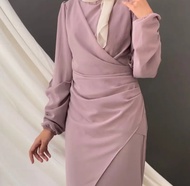 Shanum Dress Baju Gamis Kondangan FREE HIJAB Press Body Model Melayu Wanita Dewasa Terbaru 2024