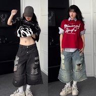 Jaystoree Jaystoree | 2CAP Midweight Jean Shorts in GRAY/BLUE Unisex form Wide leg denim Shorts