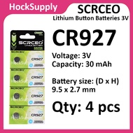 [4pcs] SCRCEO CR927 Lithium Cell Button Battery 3V