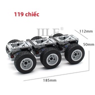 119 Chiếc MOC Bộ Bánh Xe Ô Tô Công Nghệ Cao Bộ Khối Xây Dựng Kỹ Thuật Tự Làm Tương Thích Với 3 Trục