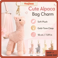 YUJINX Alpaca Plush Keychain, Mini Key Accessories Alpaca Bag Charm,  Gold Tone Clasp Cute Alpaca Pl