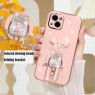 Case For IPhone 16 pro max i16plus i16 Bear Stand Soft Back Cover Cute E7