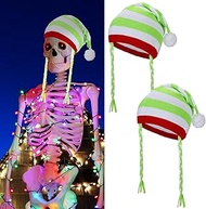 Evervibe 2 Pcs Giant 12 ft Skeleton Santa Hat 44 Inches Adjustable Christmas Velvet Skeleton Costume