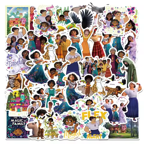50pcs Disney Encanto Princess Stickers Toys For Kids Laptop Luggage Skateboard Scrapbook Diary Stick