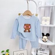 [Bé 7-32kg] Bộ Dài Tay Thun Lạnh Caro in hình cute Mềm Mịn Mát Hàng Chuẩn Loại 1 MINKY MOM cho bé tr
