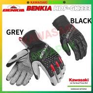 KAWASAKI-BENKIA GK333 Premium Leather Riding  Motor Glove Motorcycle Biker Rider GREY/BLACK