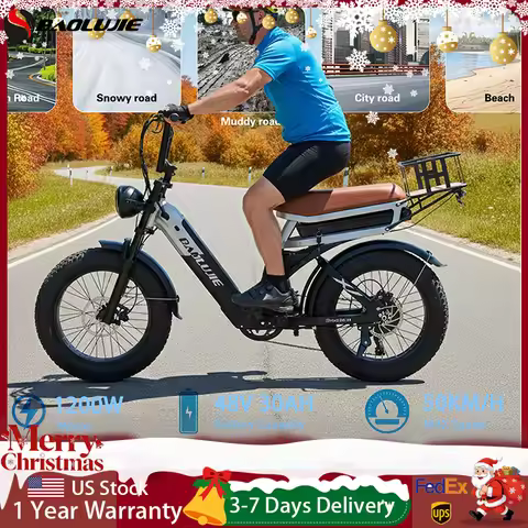 BAOLUJIE 2033 1200W Ebike 48V 30AH Battery Electric Bicycle 50KM/H Max Speed 20"×4.0 Fat Tire Electr