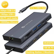 Docking Station USB C with DisplayPort 4K@120Hz HDMI 4K@60Hz USB C 4K@60Hz,12-in-1 Docking Station L