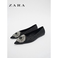 ZARA autumn new all-match rhinestone flat shoes women's French style small fragrance ballet shoes bridesmaid wedding shoes women