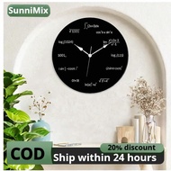 Math Equations Wall Clock Non Ticking Wall Art Hanging Ornament Round Clock for Bedroom Bathroom Stu