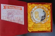 幣1685 民國103年中央造幣廠馬年紀念銀章 5盎司水晶座 下方小氧化 原盒證
