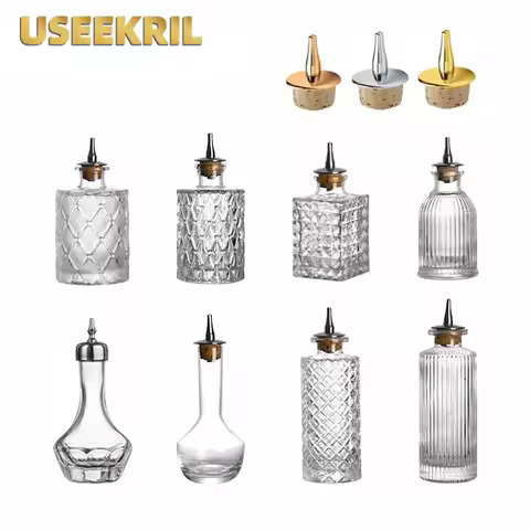 Cocktail Bitters Bottles With Cap Vintage Glass With Stainless Steel Caps Kitchen Seasoning Tools Ba