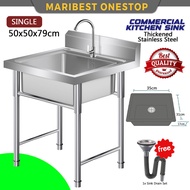 Stainless Steel Kitchen Sink With Sink Stand Sinki Dapur Besi Dengan Kaki Commercial Use Single Bowl