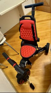 Uonibaby Kids Tricycle Stroller Red Black