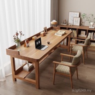 Log Living Room Desk Double Desk Long Narrow Back Wall Table Double Bedroom Computer Desk Solid Wood